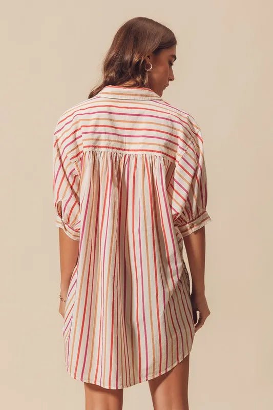 SO ME Multicolored Stripe Button Down Shirt - Sleekdenim.com