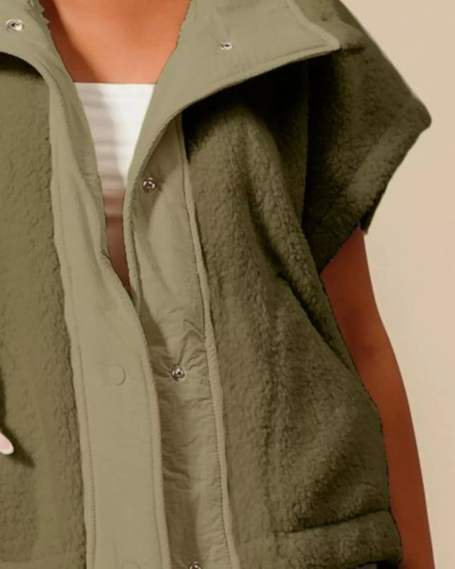 SO ME Over Sized Soft Sherpa Fur Sleeveless Vest Jacket - Sleekdenim.com