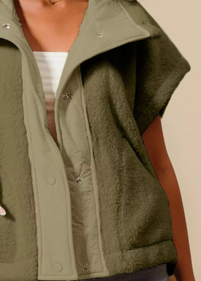 SO ME Over Sized Soft Sherpa Fur Sleeveless Vest Jacket - Sleekdenim.com