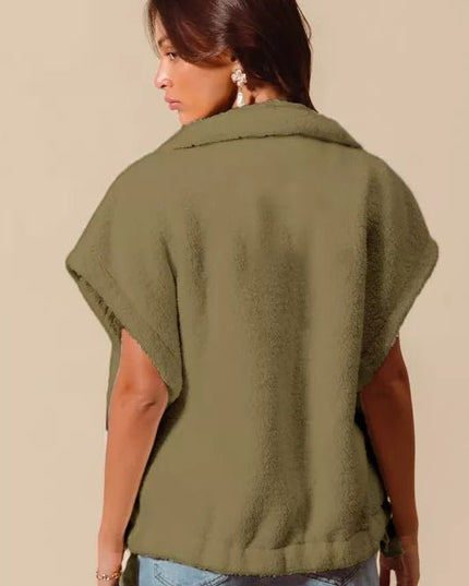 SO ME Over Sized Soft Sherpa Fur Sleeveless Vest Jacket - Sleekdenim.com