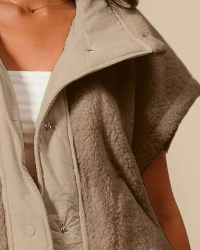 SO ME Over Sized Soft Sherpa Fur Sleeveless Vest Jacket - Sleekdenim.com