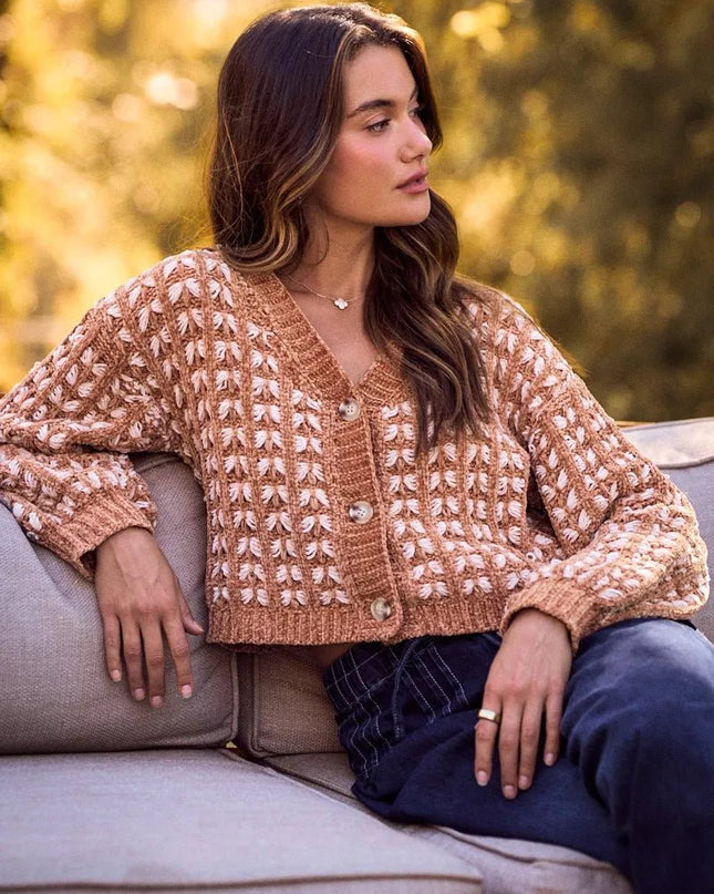 SO ME Soft Chenille Yarn Textur Button Sweater Cardigan - Sleekdenim.com