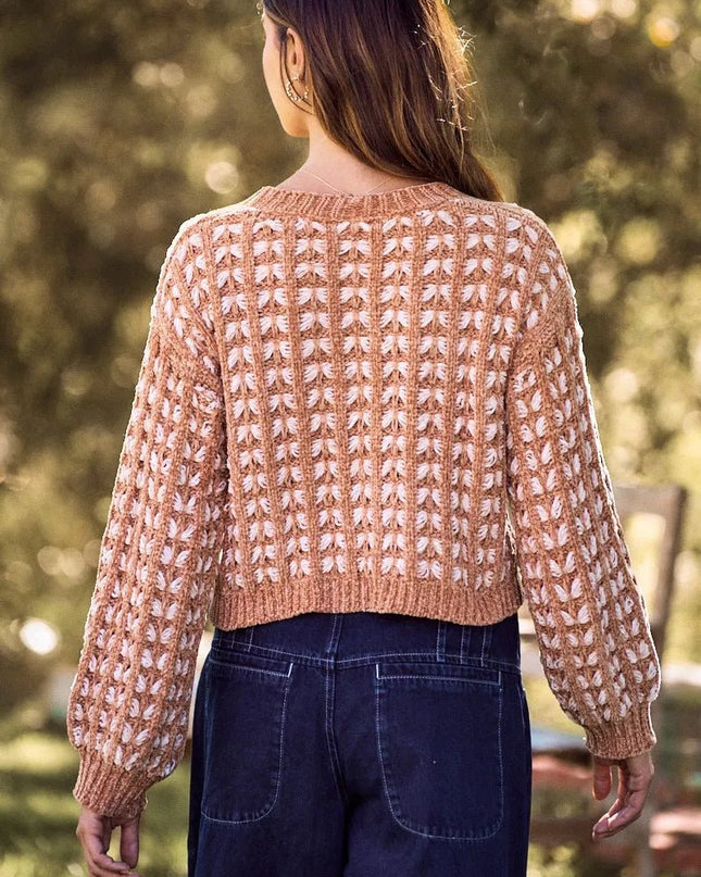 SO ME Soft Chenille Yarn Textur Button Sweater Cardigan - Sleekdenim.com