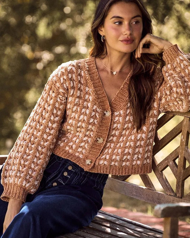 SO ME Soft Chenille Yarn Textur Button Sweater Cardigan - Sleekdenim.com