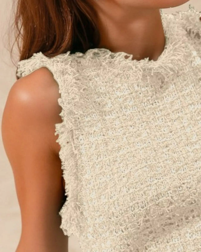 SO ME Tweed Knit Sweater Vest Top - Sleekdenim.com