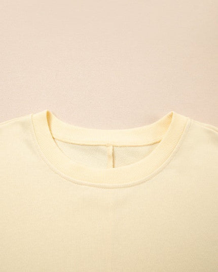 Solid Faux Layered Patchwork Crewneck Sweatshirt - Sleekdenim.com