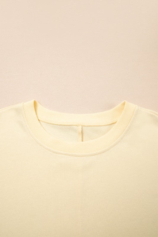 Solid Faux Layered Patchwork Crewneck Sweatshirt - Sleekdenim.com