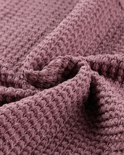 Solid Waffle Knit Long Sleeve Top - Sleekdenim.com