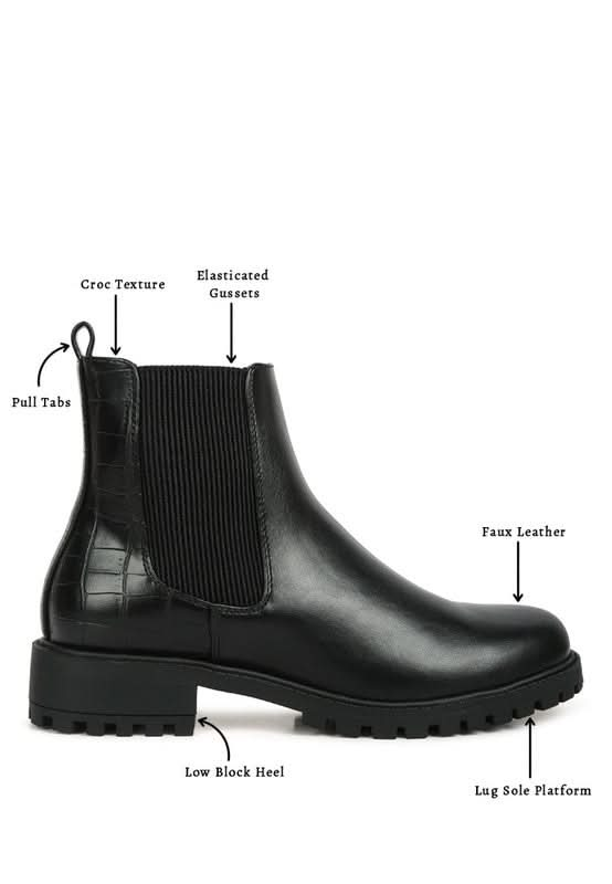 Stella Croc Back Chelsea Boots - Sleekdenim.com