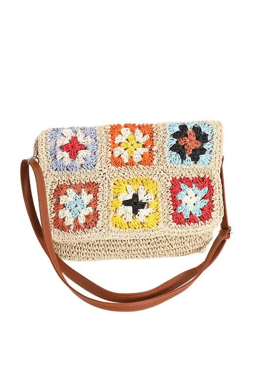 Sylvie Foldover Crochet Woven Crossbody - Sleekdenim.com