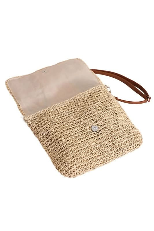 Sylvie Foldover Crochet Woven Crossbody - Sleekdenim.com