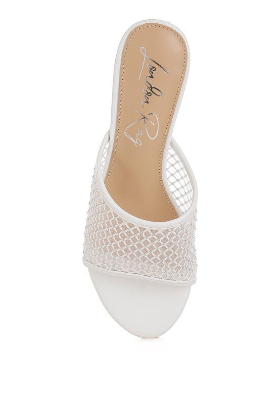 Tempra Mesh Clear Heel Wedge Sandals - Sleekdenim.com