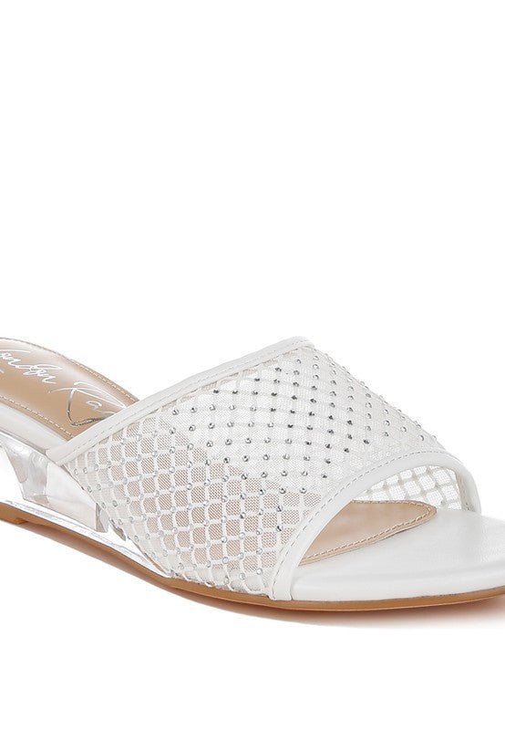 Tempra Mesh Clear Heel Wedge Sandals - Sleekdenim.com