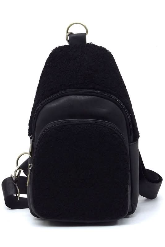 Terry Fur Sling Bag Backpack - Sleekdenim.com