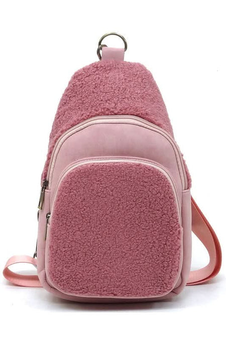 Terry Fur Sling Bag Backpack - Sleekdenim.com