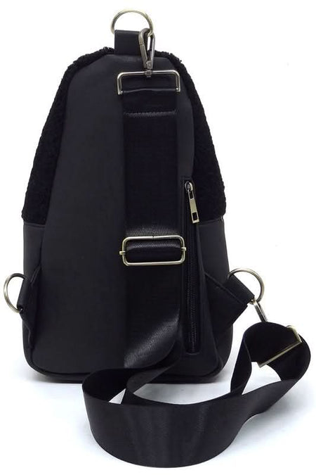 Terry Fur Sling Bag Backpack - Sleekdenim.com