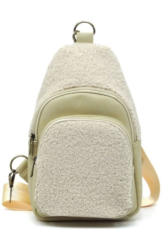 Terry Fur Sling Bag Backpack - Sleekdenim.com