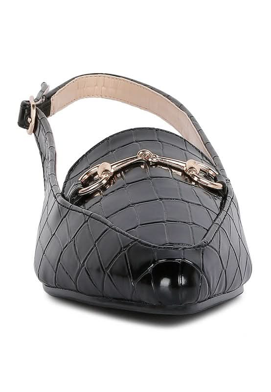 Trempe Croc Slingback Flat Sandals - Sleekdenim.com