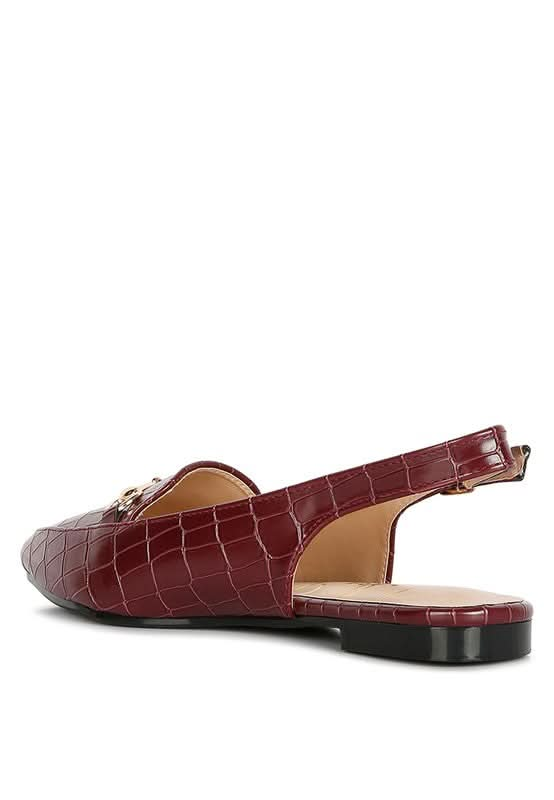 Trempe Croc Slingback Flat Sandals - Sleekdenim.com