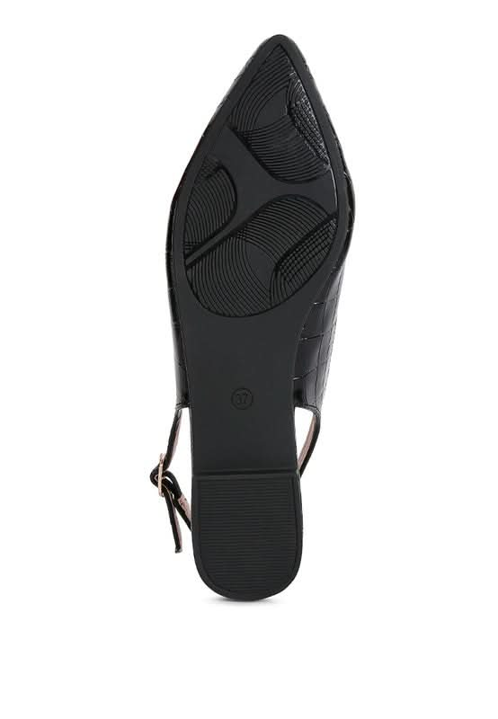 Trempe Croc Slingback Flat Sandals - Sleekdenim.com