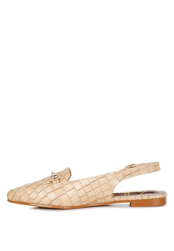 Trempe Croc Slingback Flat Sandals - Sleekdenim.com