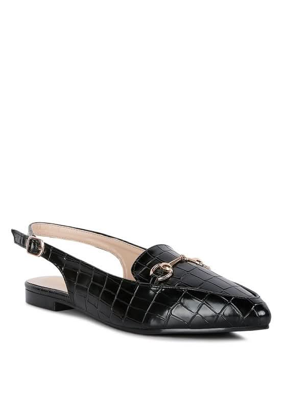 Trempe Croc Slingback Flat Sandals - Sleekdenim.com