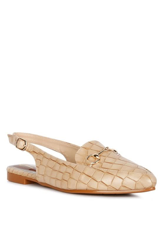 Trempe Croc Slingback Flat Sandals - Sleekdenim.com