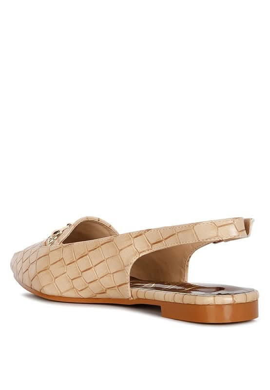 Trempe Croc Slingback Flat Sandals - Sleekdenim.com