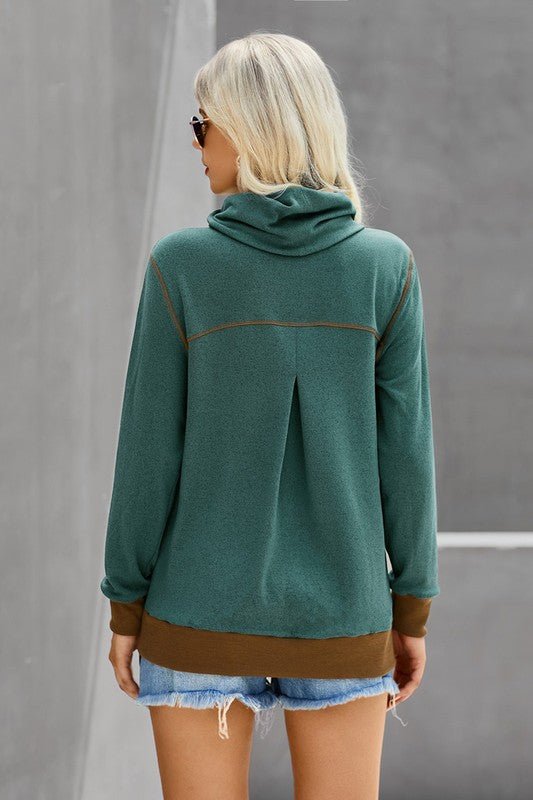Trutle Neck Long Sleeves Top - Sleekdenim.com