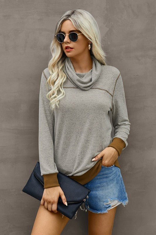 Trutle Neck Long Sleeves Top - Sleekdenim.com