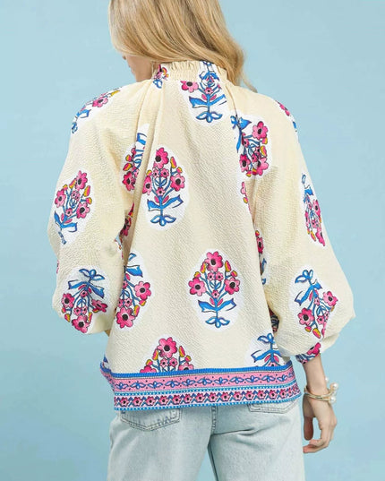 Umgee Boho Floral Print Tunic Blouse - Sleekdenim.com
