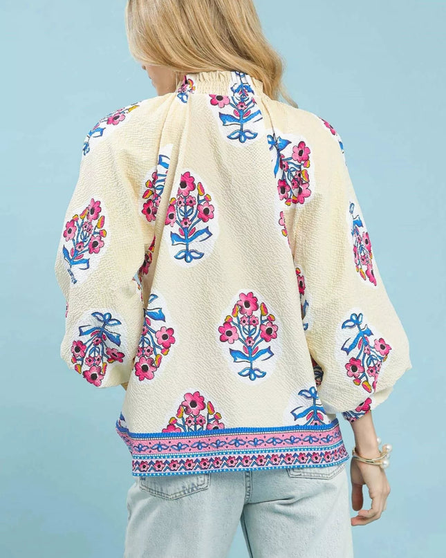 Umgee Boho Floral Print Tunic Blouse - Sleekdenim.com