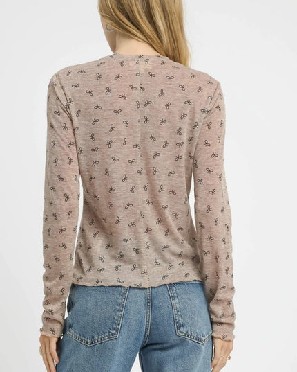 Umgee Bow Print Lightweight Knit Top - Sleekdenim.com