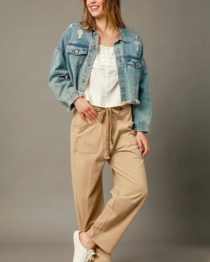 Umgee Cargo - Inspired Drawstring Pants - Sleekdenim.com
