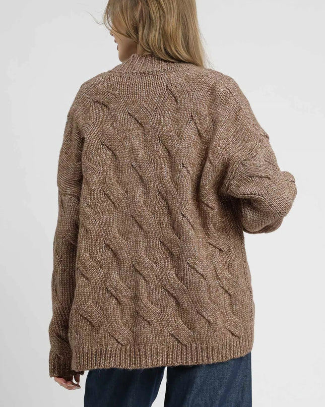 Umgee Chunky Cable Knit Open Front Cardigan - Sleekdenim.com
