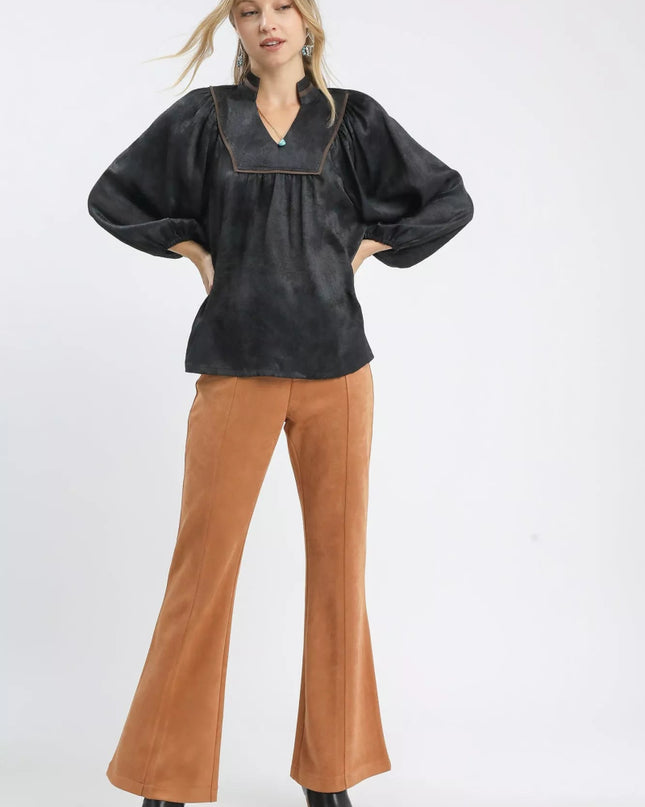 Umgee Crinkle Brocade Long Sleeve Blouse - Sleekdenim.com