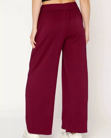 Umgee Elastic Drawstring Waistband Wide Leg Pants - Sleekdenim.com