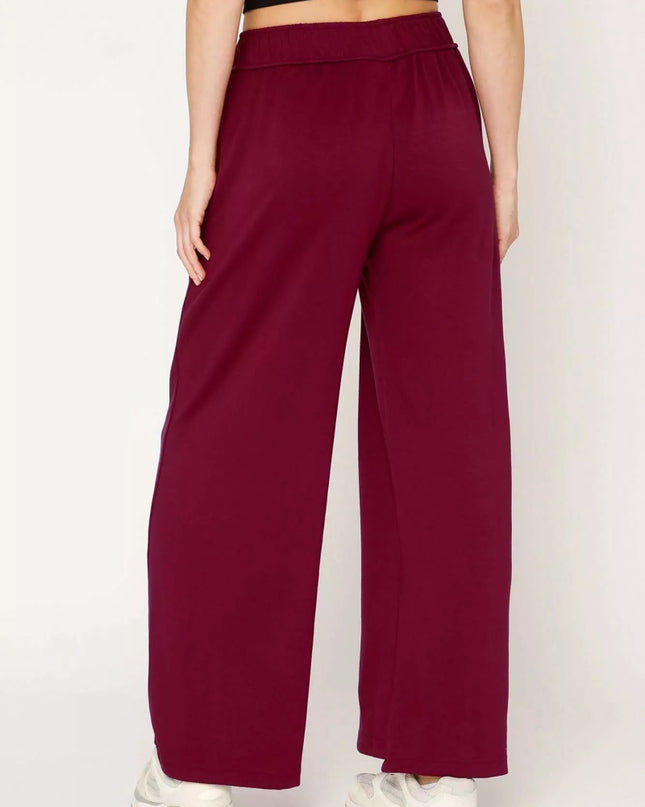 Umgee Elastic Drawstring Waistband Wide Leg Pants - Sleekdenim.com