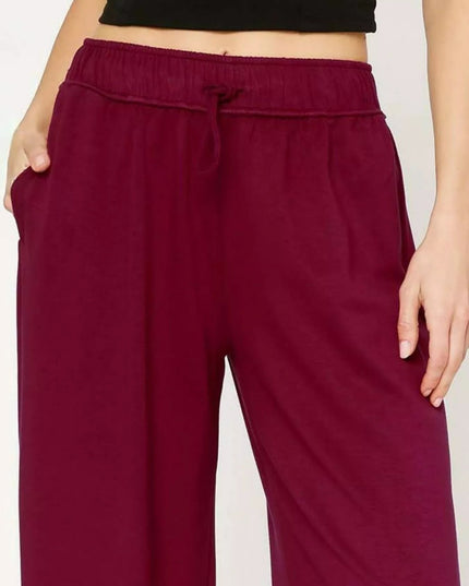 Umgee Elastic Drawstring Waistband Wide Leg Pants - Sleekdenim.com