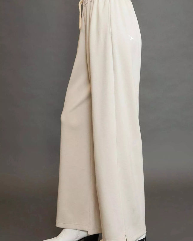Umgee Elastic Drawstring Waistband Wide Leg Pants - Sleekdenim.com