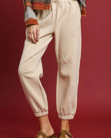 Umgee Fleece Jogger Pants with Drawstring - Sleekdenim.com