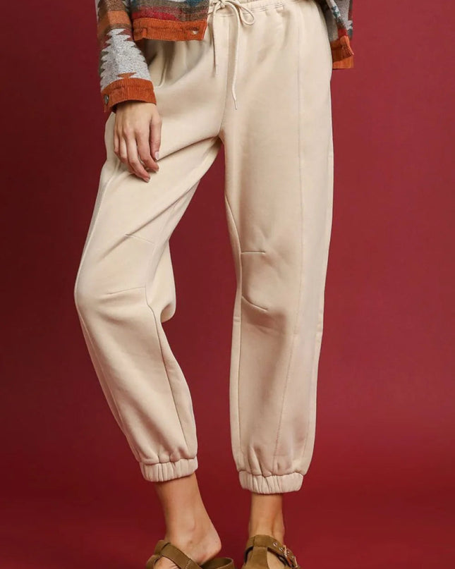 Umgee Fleece Jogger Pants with Drawstring - Sleekdenim.com