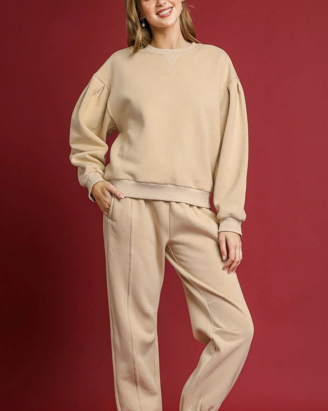 Umgee Fleece Jogger Pants with Drawstring - Sleekdenim.com