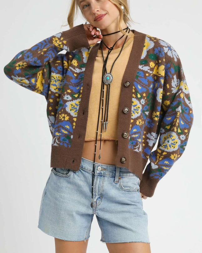 Umgee Floral Knit Button - Up Cardigan - Sleekdenim.com