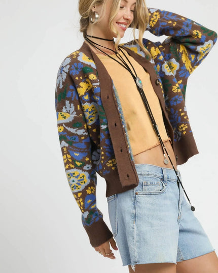 Umgee Floral Knit Button - Up Cardigan - Sleekdenim.com
