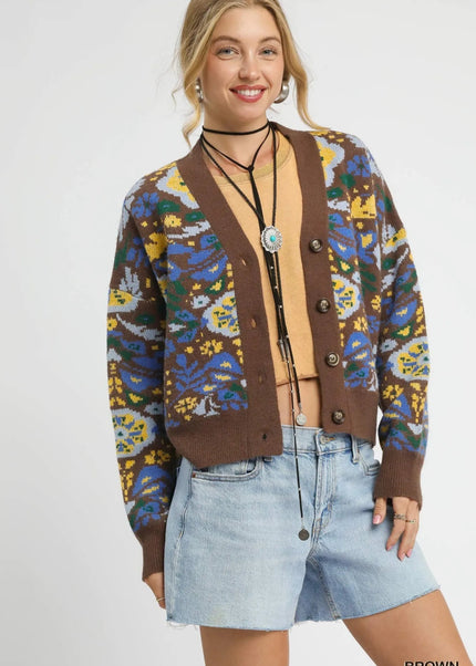 Umgee Floral Knit Button - Up Cardigan - Sleekdenim.com
