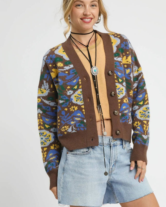 Umgee Floral Knit Button - Up Cardigan - Sleekdenim.com