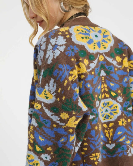 Umgee Floral Knit Button - Up Cardigan - Sleekdenim.com