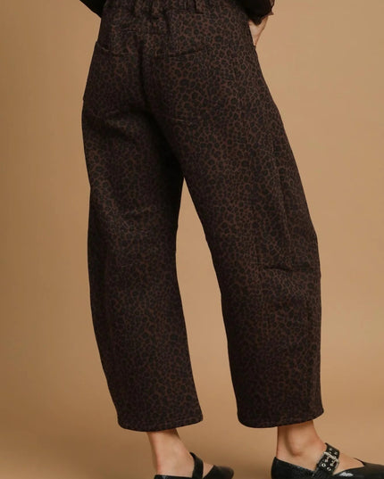 Umgee Leopard Print Wide Leg Pants - Sleekdenim.com