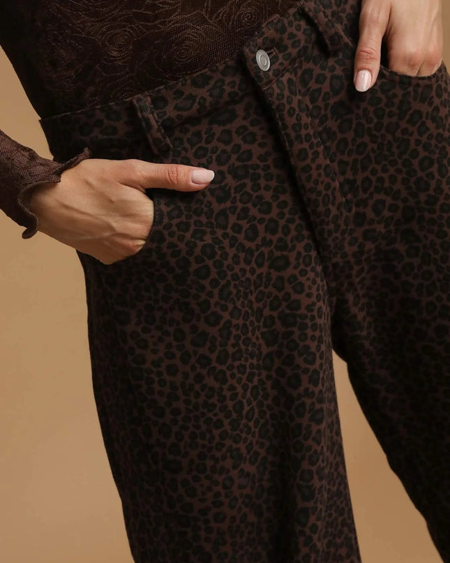 Umgee Leopard Print Wide Leg Pants - Sleekdenim.com